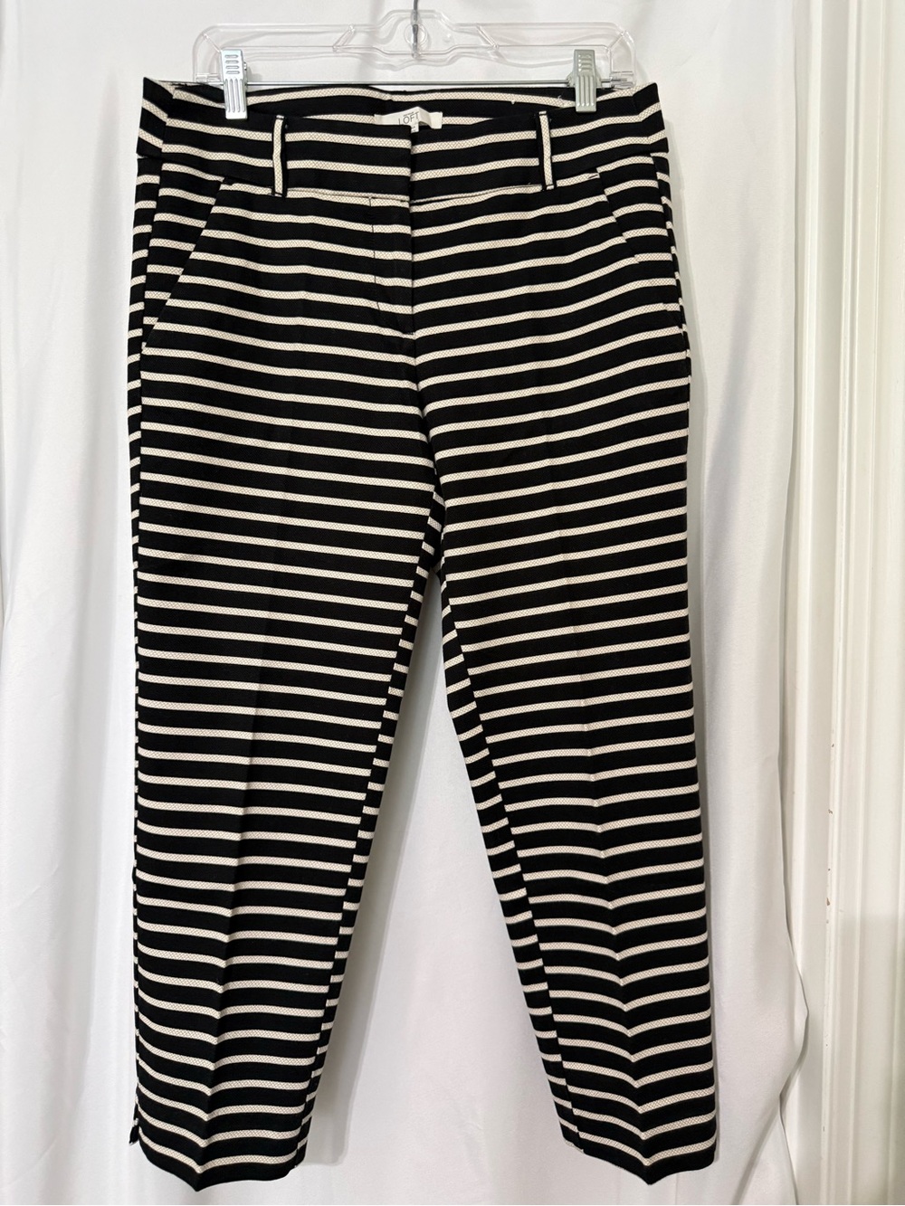 LOFT Marisa Rivera Pant Size 6 Black and Cream Ankle Pant